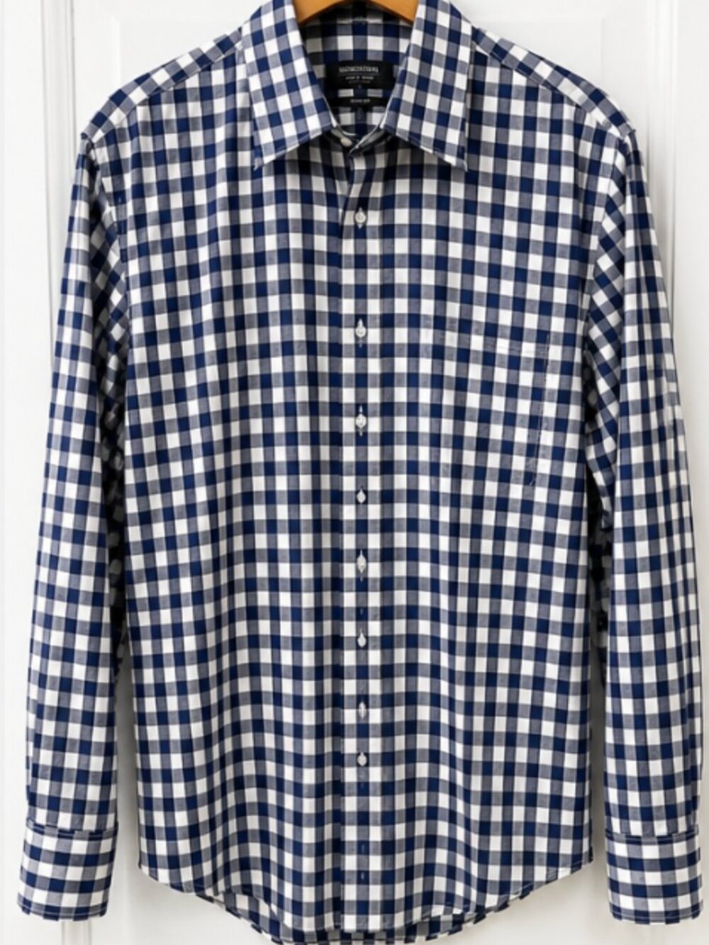 Nordstrom Men's Shop Smartcare Gingham Dress Shirt 16 34-35 Trim Fit